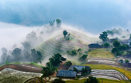 Thưởng thức trà trong biển mây giữa cảnh núi Hà Giang