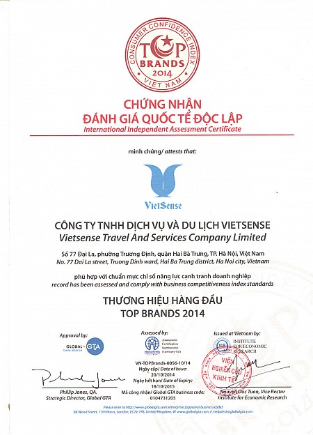 Vietsense Travel đạt top 10 giải thưởng Lữ Hành Việt Nam Vietsense Travel đạt top 10 giải thưởng Lữ Hành Việt Nam